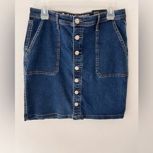 Denim high-waisted button down skirt